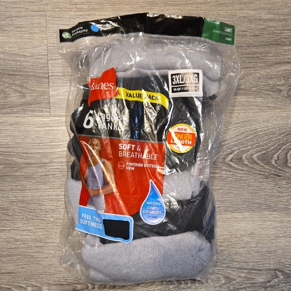 Hanes Other - NWT Hanes 3XL Mens 6 Tagless Tanks